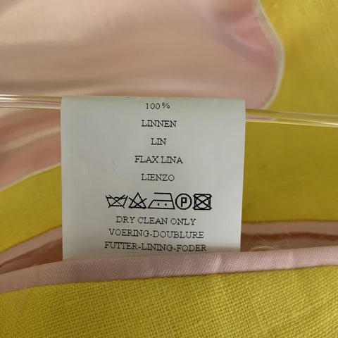 KLEIN EPSTEIN & PARKER Manteau à revers cranté en lin uni jaune, taille M