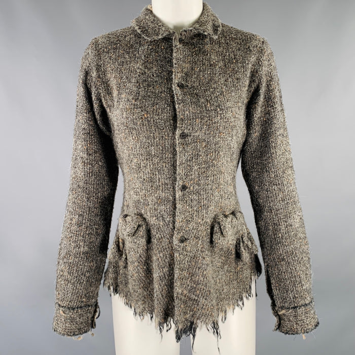 JUNYA WATANABE Size M Brown Tan Rayon Silk Raw Edge Cardigan