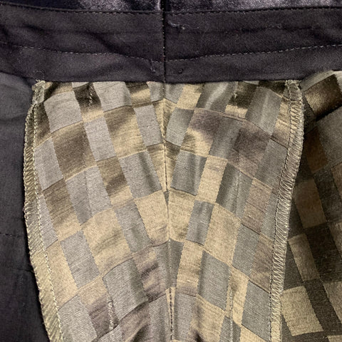HAIDER ACKERMANN Size 32 Olive Checkered Linen Silk Cropped Casual Pants