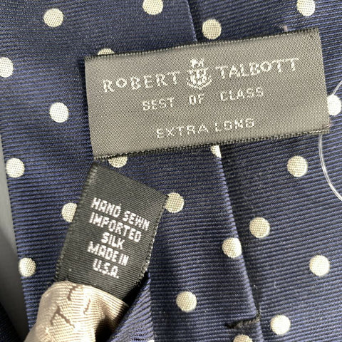 ROBERT TALBOTT Navy Grey Polka Dot Silk Tie