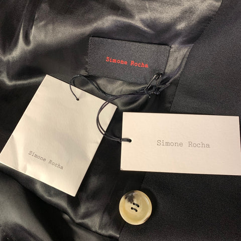 SIMONE ROCHA Chest Size L Black Red & White Beaded Wool Blend Sport Coat