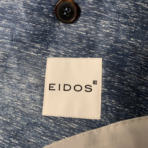 EIDOS Size 40 Blue White Heather Linen Blend Sport Coat