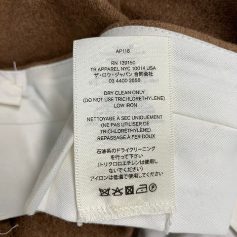 THE ROW Size 0 Brown Silk Cashmere Pleated Dress Pants