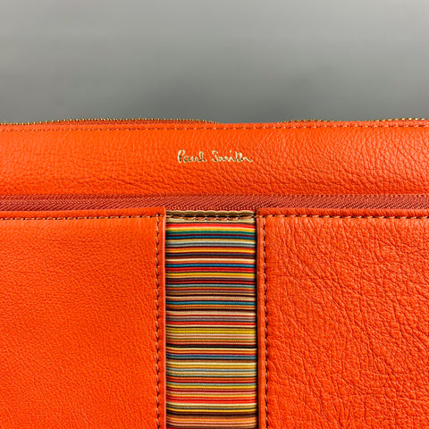 PAUL SMITH Orange Solid Leather Document Holder Bags