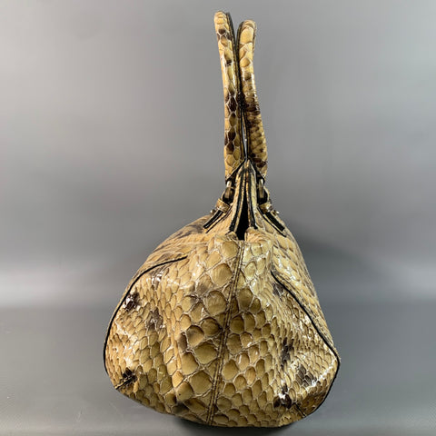 COLE HAAN Tan Brown Snakeskin Not Listed Top Handles Bag