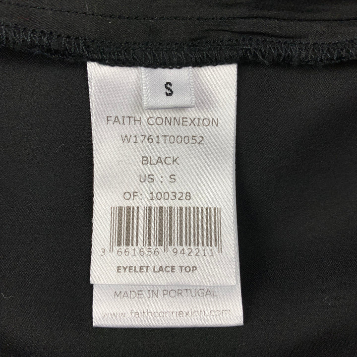 FAITH CONNEXION Size S Black Silk Raw Edge Dress Top