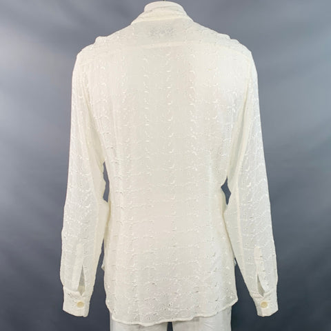 D&G by DOLCE & GABBANA Size L Cream Lace Eyelet Viscose Button Up Long Sleeve Shirt