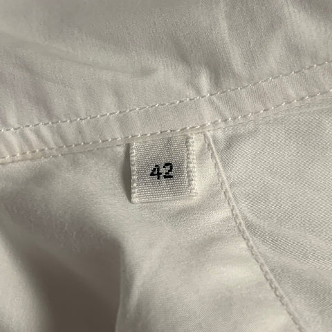 JIL SANDER Size 42 White Ruffled Cotton Tuxedo Long Sleeve Shirt