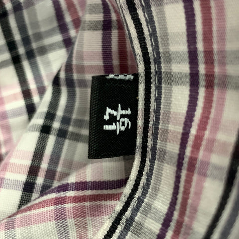 PAUL SMITH Size L White Black Burgundy Plaid Cotton Long Sleeve Shirt
