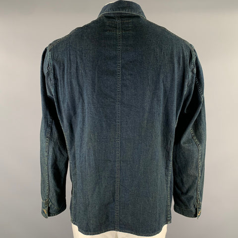 RRL by RALPH LAUREN Size L Navy Cotton Linen Worker Jacket