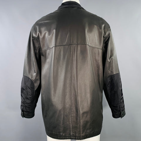 SERAPHIN Size 40 Black Reversible Leather Zip Up Coat