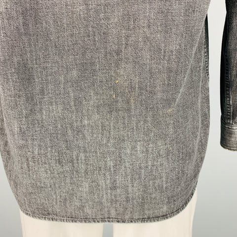 GOLDEN GOOSE Size XL Grey Studded Cotton Western Long Sleeve Shirt