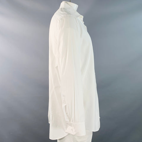 SAKS FIFTH AVENUE Size XXXL White Cotton Spread Collar Slim Fit Long Sleeve Shirt