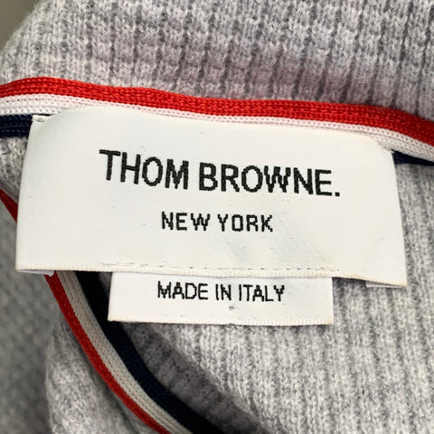 THOM BROWNE Size XL Grey Cream Cashmere Wool Waffle Hoodie Casual Top