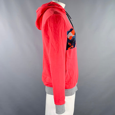 PS by PAUL SMITH Size L Red Blue Mixed Fabrics Cotton Hooded Sweatshirt