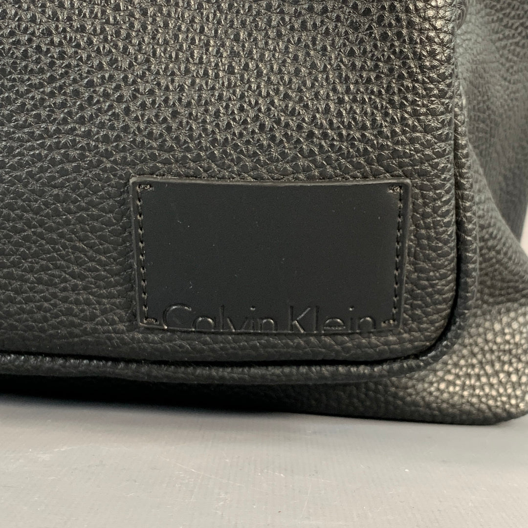 CALVIN KLEIN Black Pebble Grain Leather Backpack