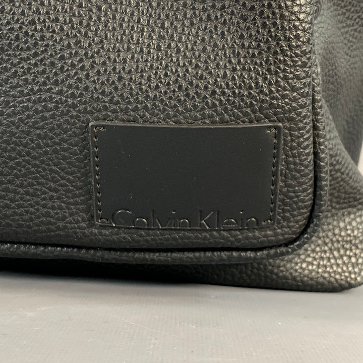 CALVIN KLEIN Black Pebble Grain Leather Backpack