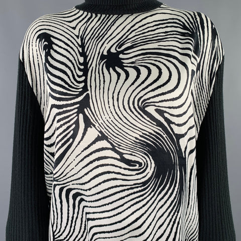 VERSACE JEANS Size M Black White Swirls Virgin Wool Blend Pullover