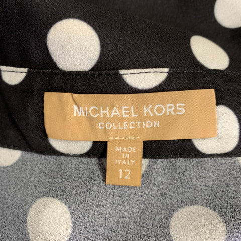 MICHAEL KORS COLLECTION Size 12 Black White Polyester Polka Dot Shirt