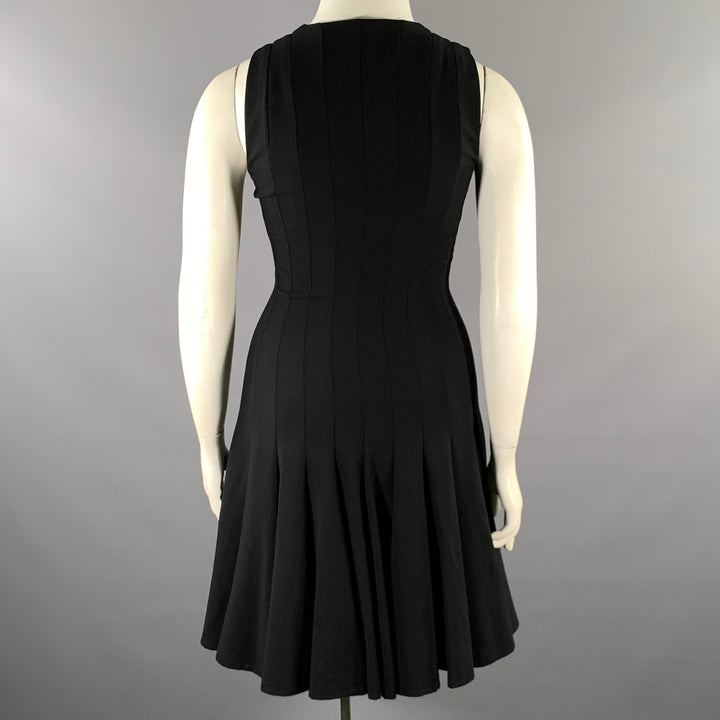 AKRIS Size 8 Black Wool A-Line Knee-Length Cocktail Dress