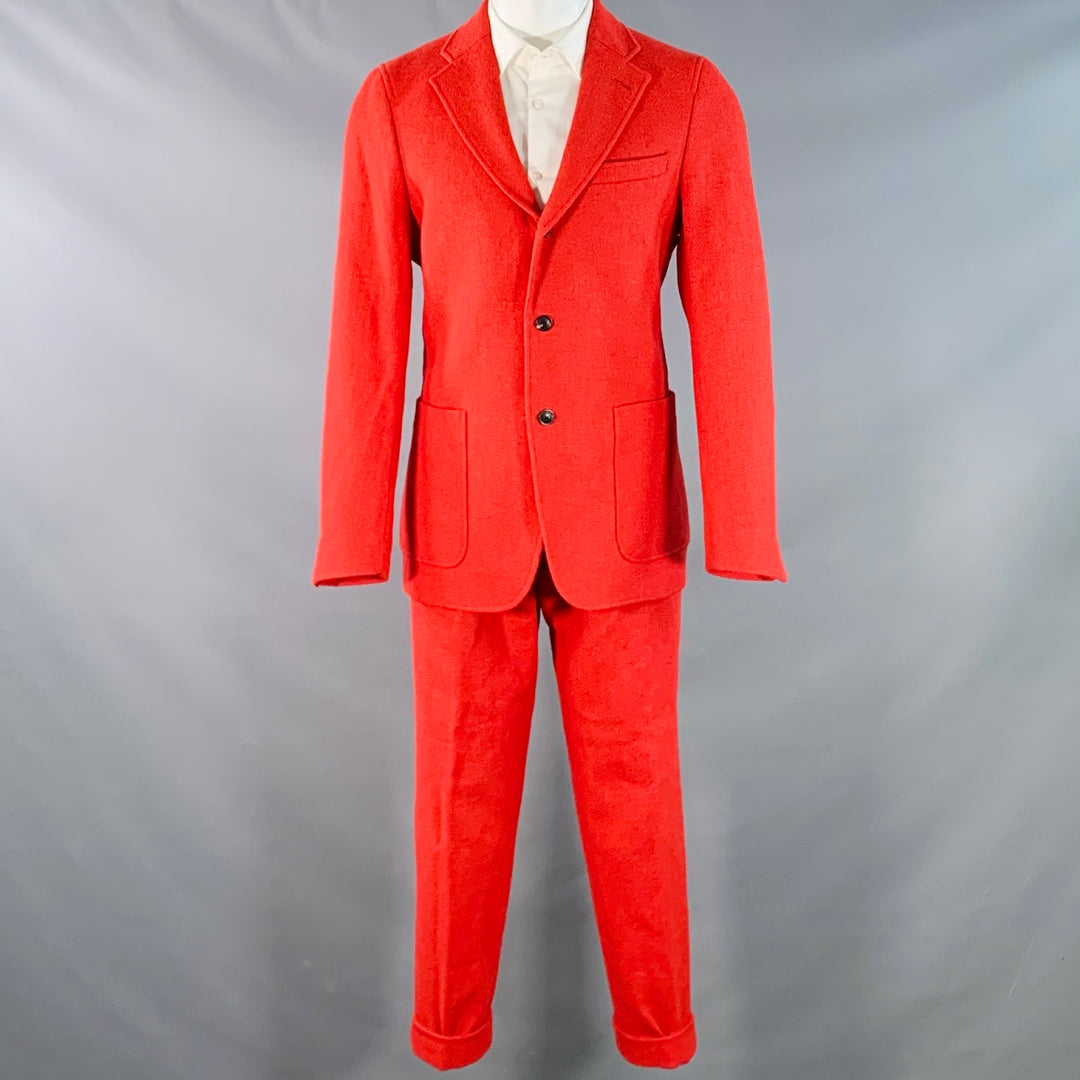 TODD SNYDER Size 40 Regular Orange Wool Tweed Single Breasted Notch Lapel Suit