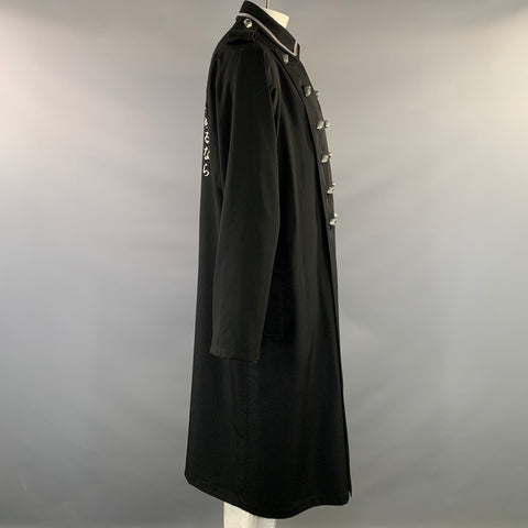 YOHJI YAMAMOTO S/S2021 Size L Black Hand Painted Wool Double Breasted Coat
