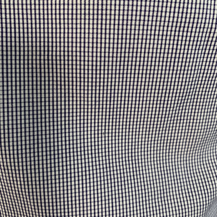 AGNÈS B. Size 38 Navy White Gingham Cotton Button Down Collar Short Sleeve Shirt