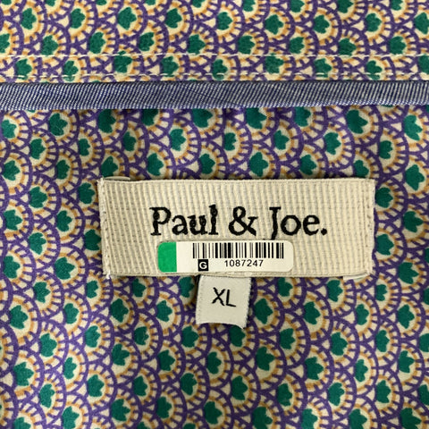 PAUL & JOE Size XL Purple Green & multi color Floral Button Up Long Sleeve Shirt