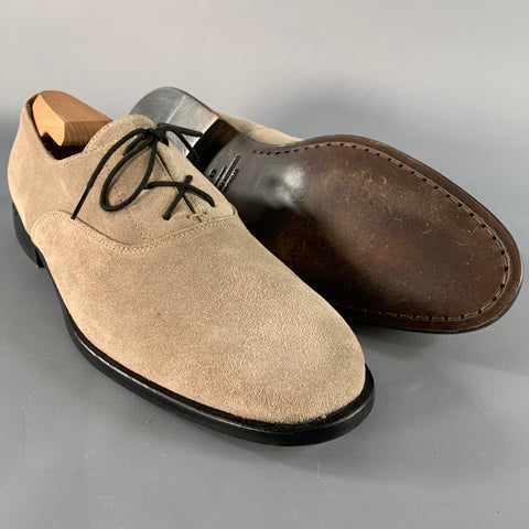 COMMON PROJECTS Size 11 Taupe Suede Lace-Up Oxford Shoes