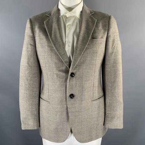 GIORGIO ARMANI Size 44 Grey Beige Glen Check Cashmere Silk Sport Coat