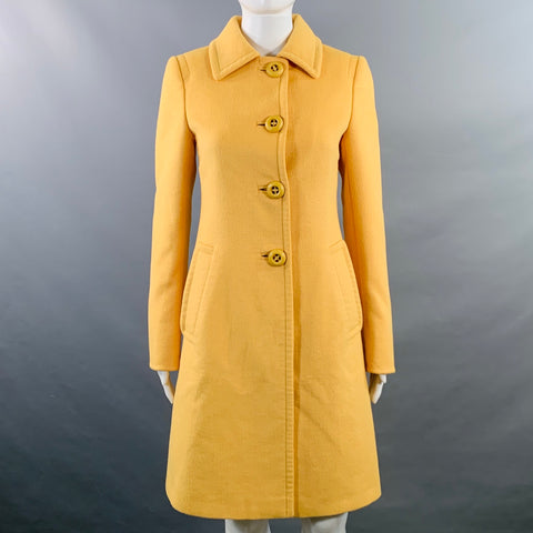 PRADA Size 2 Yellow Virgin Wool Angora Cashgora Single Breasted Coat