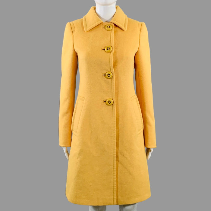PRADA Size 2 Yellow Virgin Wool Angora Cashgora Single Breasted Coat