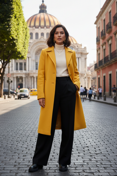 PRADA Size 2 Yellow Virgin Wool Angora Cashgora Single Breasted Coat