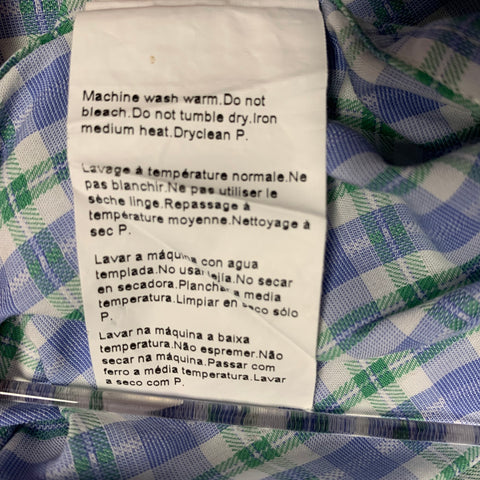 Chemise à carreaux manches longues HUGO BOSS, taille L, bleue, blanche et verte