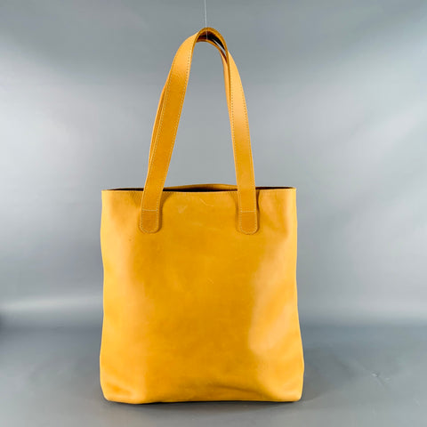 UNOETH Mustard Yellow Leather Tote Bag