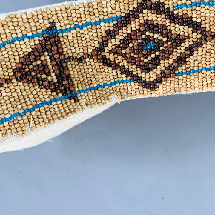 RALPH LAUREN Size M Beige Turquoise Brown Leather Beaded Belt