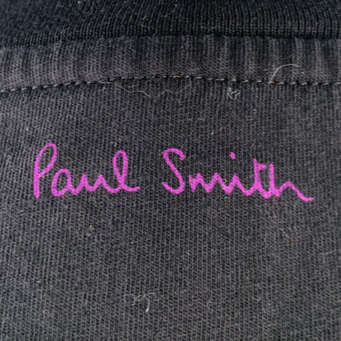 PAUL SMITH Size S Black Purple Print Cotton Short Sleeve T-shirt