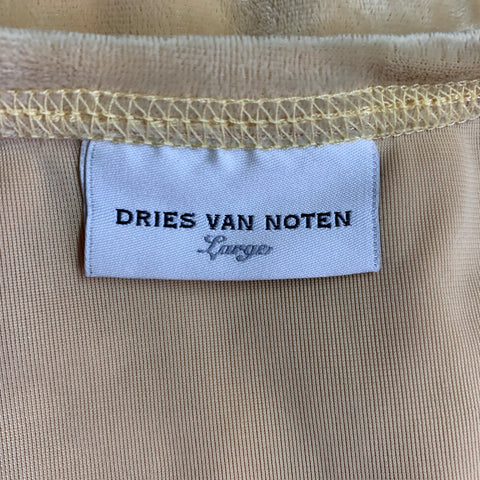 DRIES VAN NOTEN Size L Yellow Velour Scoop Neck Casual Top
