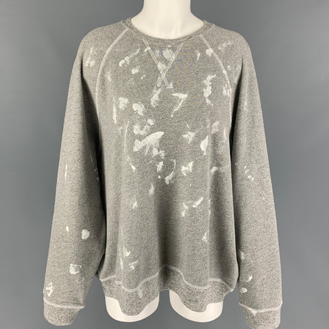 THE GREAT Taille 2 Pull à col rond en coton et polyester gris blanc