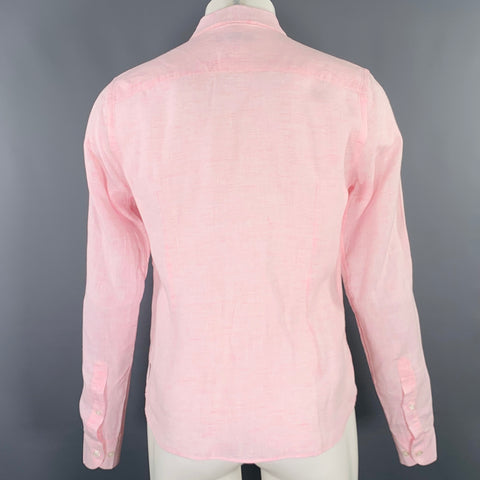 ORLEBAR BROWN Size S Pink Textured Long Sleeve Shirt