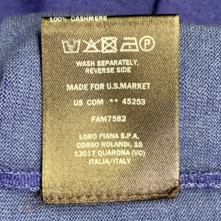 LORO PIANA Size 42 Blue Brown Contrast Trim Silk Cashmere Open Collar Polo
