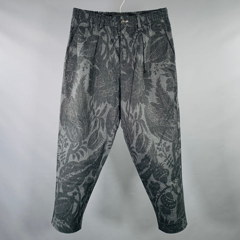 PIERRE-LOUIS MASCIA Taille M Gris Noir Imprimé Coton Mélangé Pantalon Décontracté