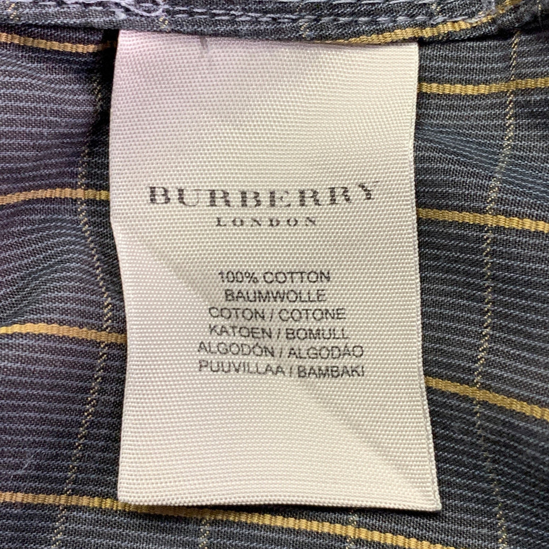 BURBERRY LONDON Size L Grey Mustard Window Pane Cotton Long Sleeve Shirt