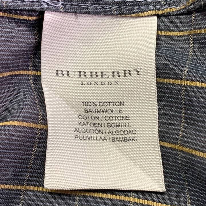 BURBERRY LONDON Size L Grey Mustard Window Pane Cotton Long Sleeve Shirt