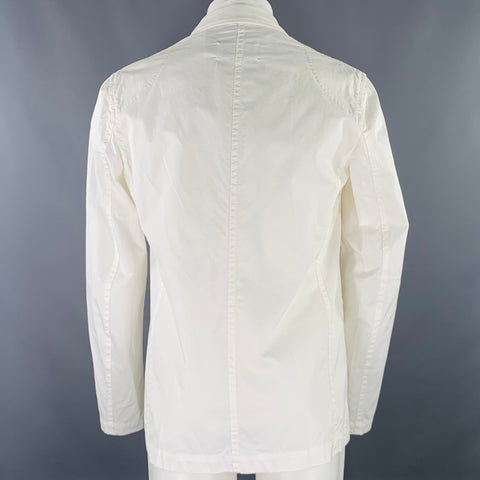 MAISON MARGIELA Size 40 White Cotton Notch Lapel Sport Coat