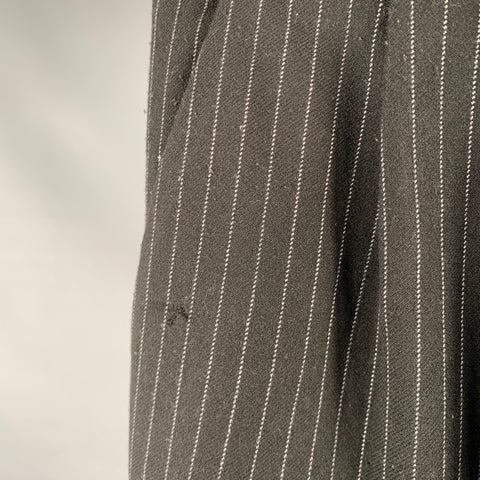 FITH Size S Black White Pinstripe Polyester Blend Elastic Waistband Dress Pants