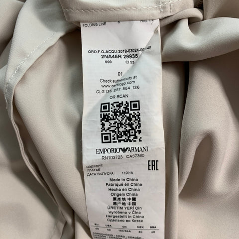 EMPORIO ARMANI Taille 4 Robe de cocktail sans manches à paillettes en polyester crème noir