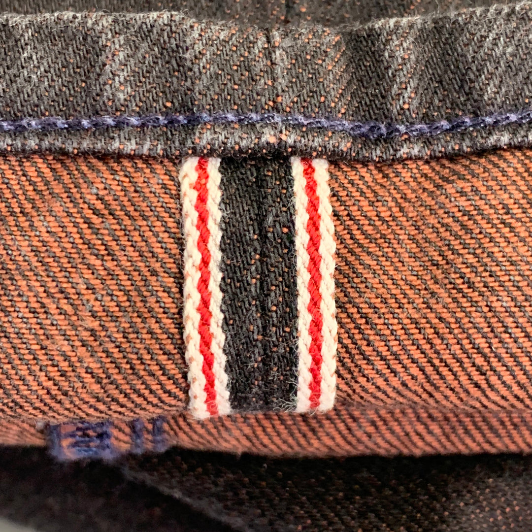 3 X 1 Size 34 Black Orange Heather Cotton Straight Selvedge Jeans