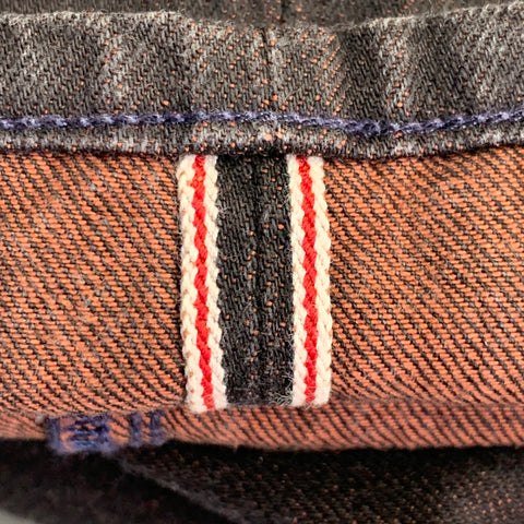 3 X 1 Size 34 Black Orange Heather Cotton Straight Selvedge Jeans