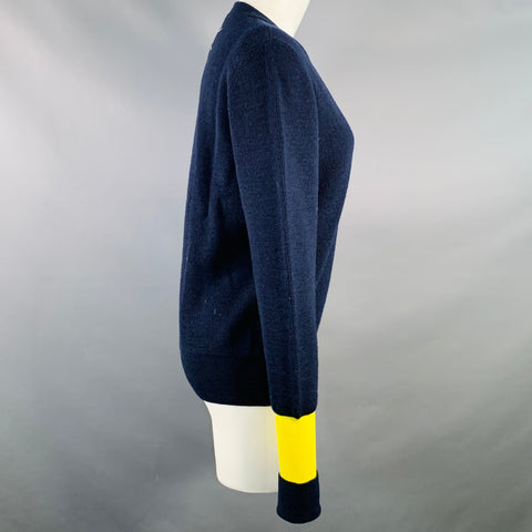 MAISON MARGIELA Size XS Navy Yellow Wool Blend Crew Neck Sweater